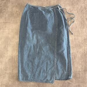 Vintage Denim Wrap Backroad Blues Maxi Skirt